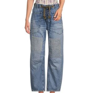 Free People Blue Flare Wide Leg Denim